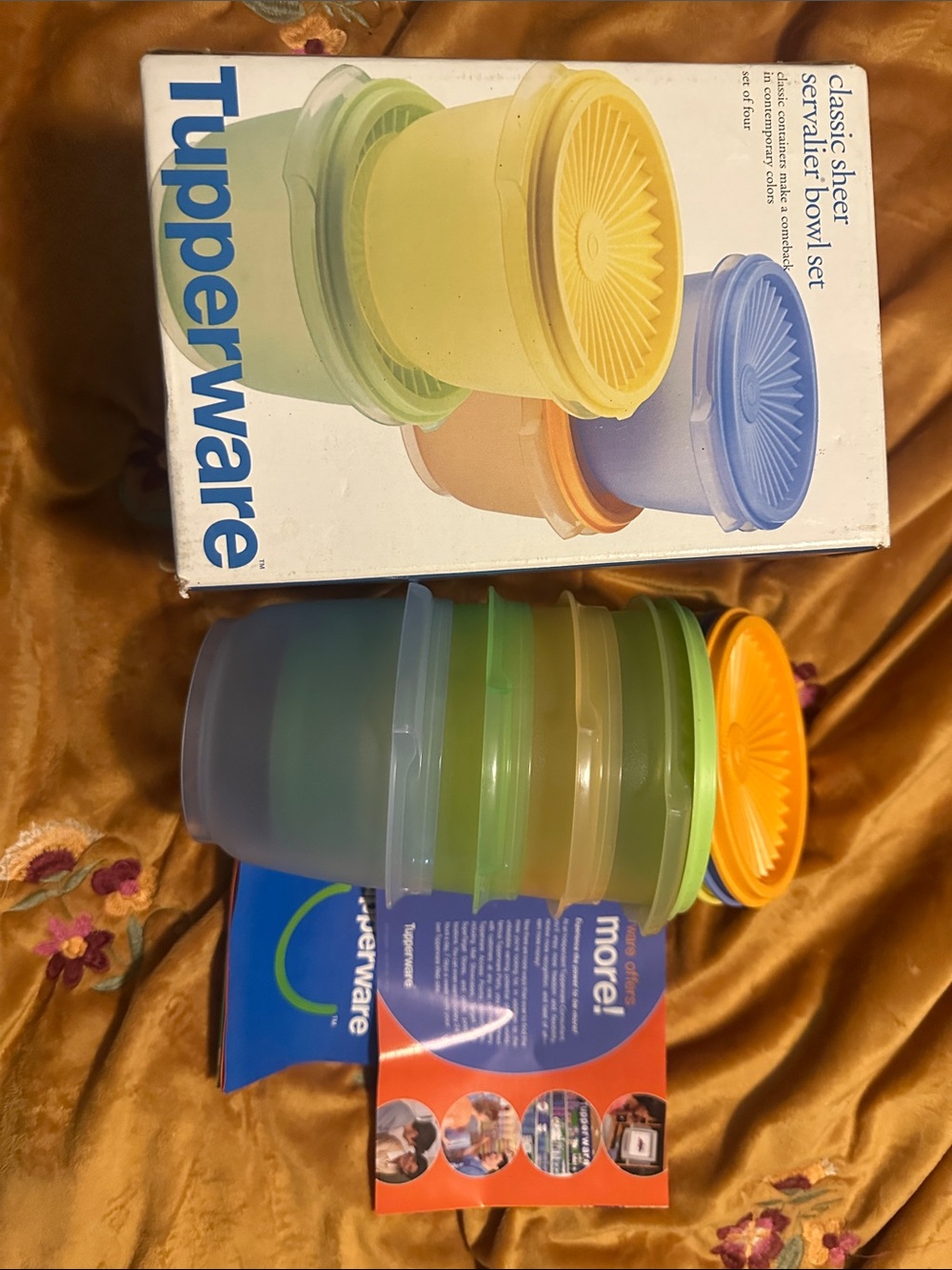 Tupperware Classic Sheer Servalier, Set of 4, NIB, Retro 2000s, Pastel / Jewel